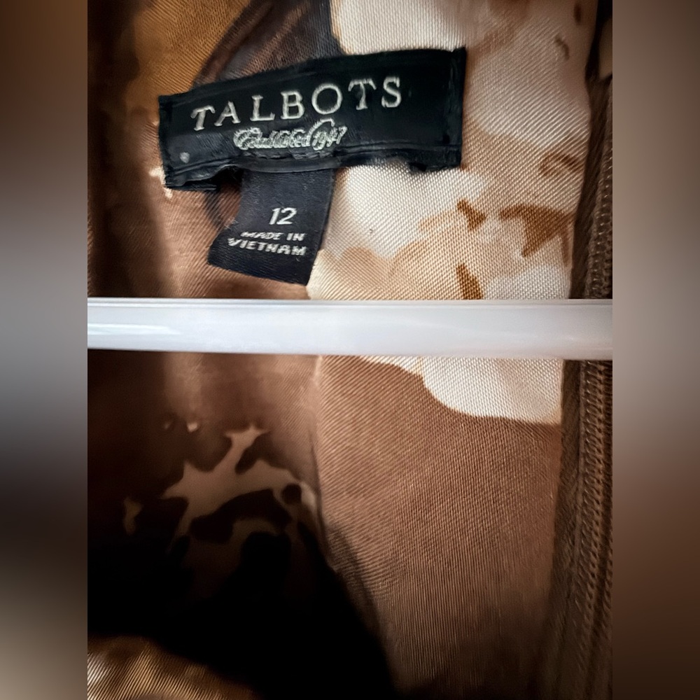 Talbots Brown Floral Satin Cocktail Dress Size 12 Sleeveless Cowl Neck❤️ - Picture 6 of 9
